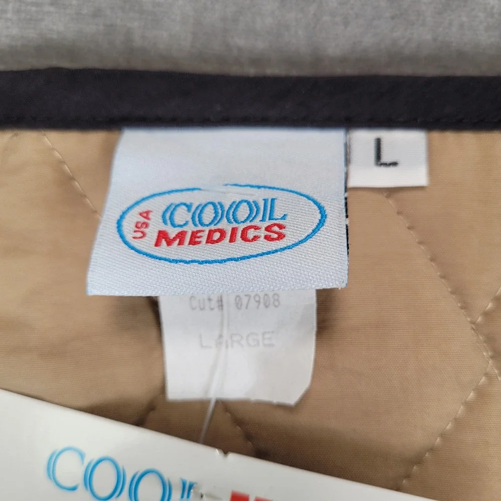 Cool Medics Cooling Vest Tan Black Trim V-Neck Zip‎ Up Large Mens New